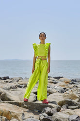 Neon Green Ruffle Top